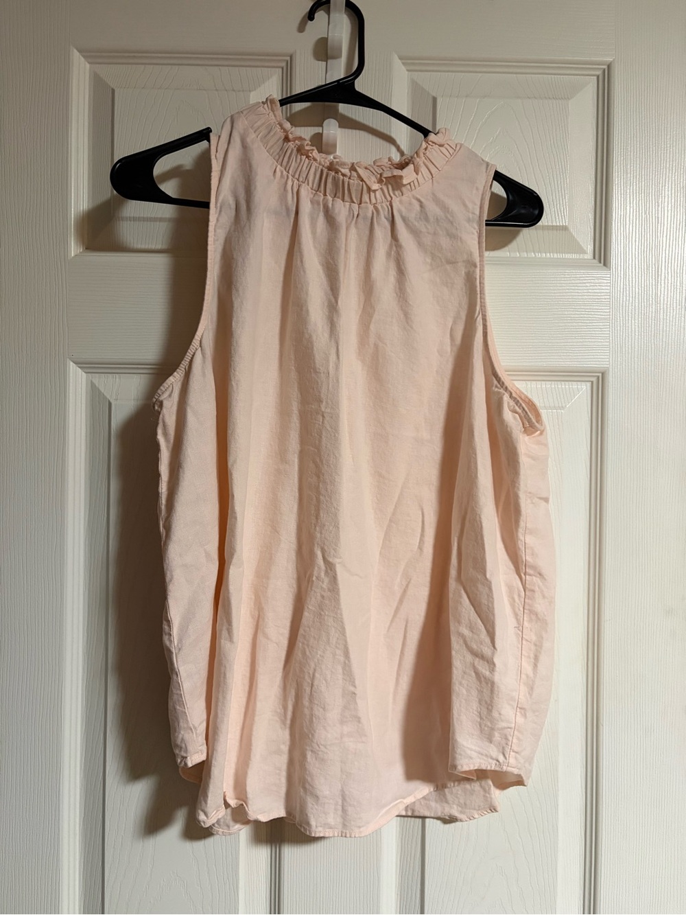 Ann Taylor Sleeveless Ruffle Neck Tank - Blush Pink